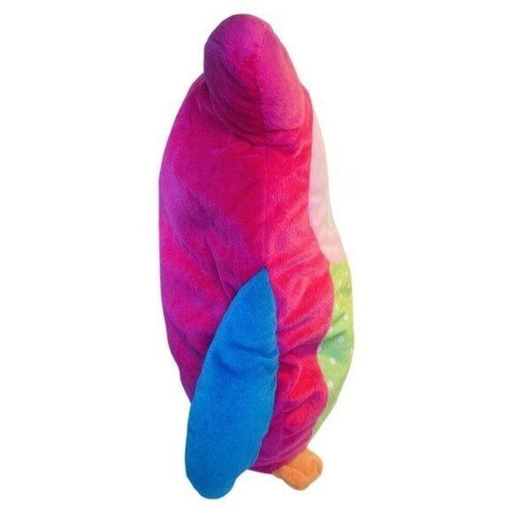 Large Pink Green Polka dot Plush Owl Pillow Multicolored Stuffed Animal Toy 20” - Picture 3 of 4